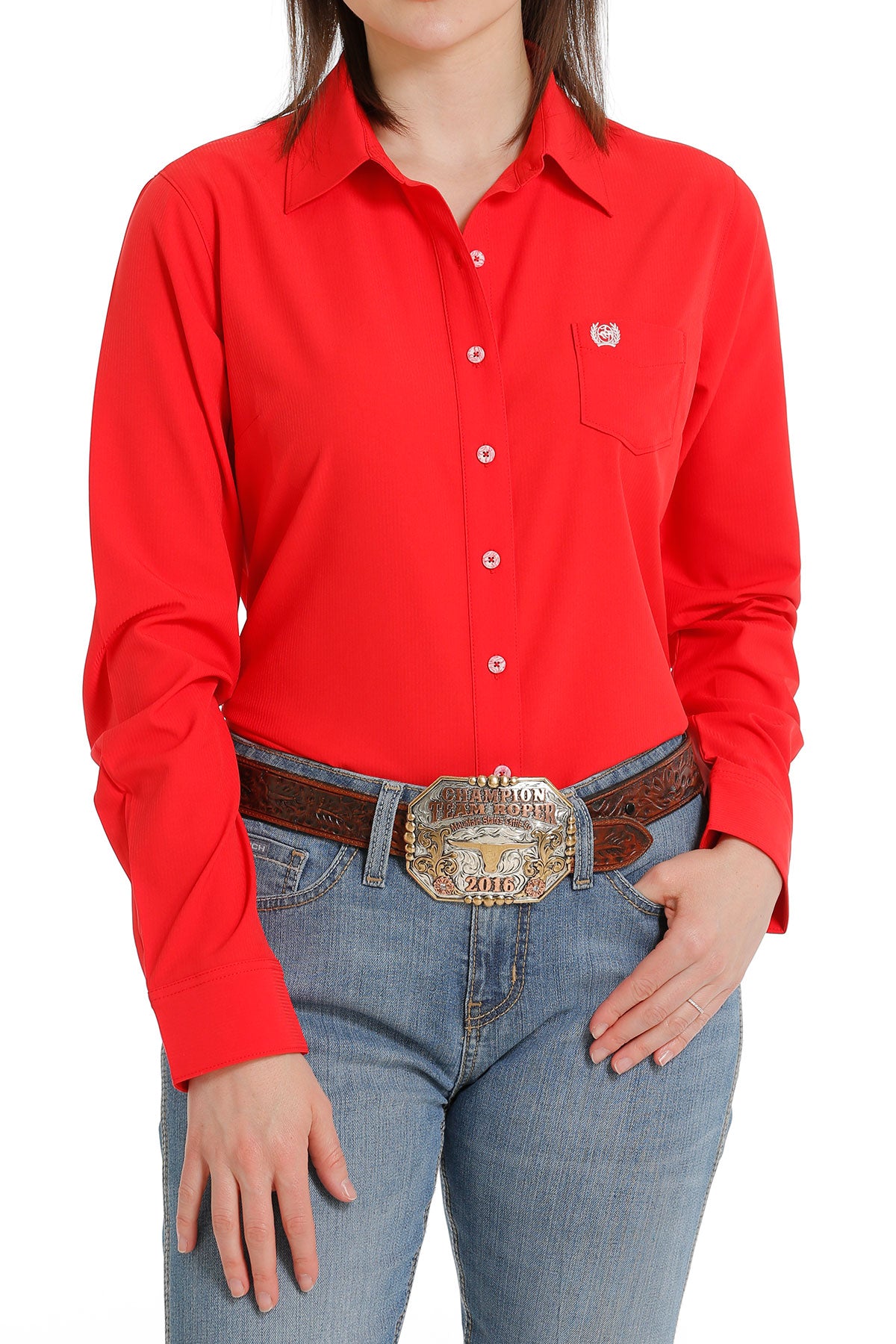 CINCH WOMEN'S ARENAFLEX BUTTON-DOWN WESTERN SHIRT - RED