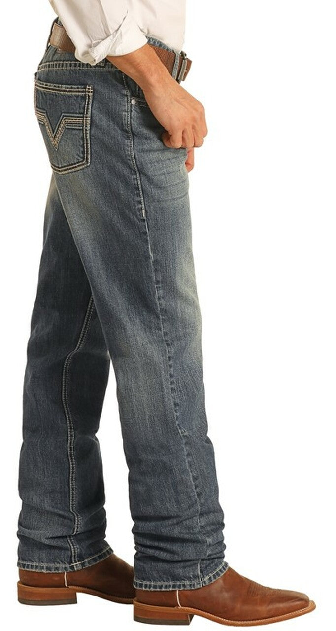 ROCK ROLL MEN'S REFLEX RELAXED FIT STACKABLE BOOTCUT JEANS