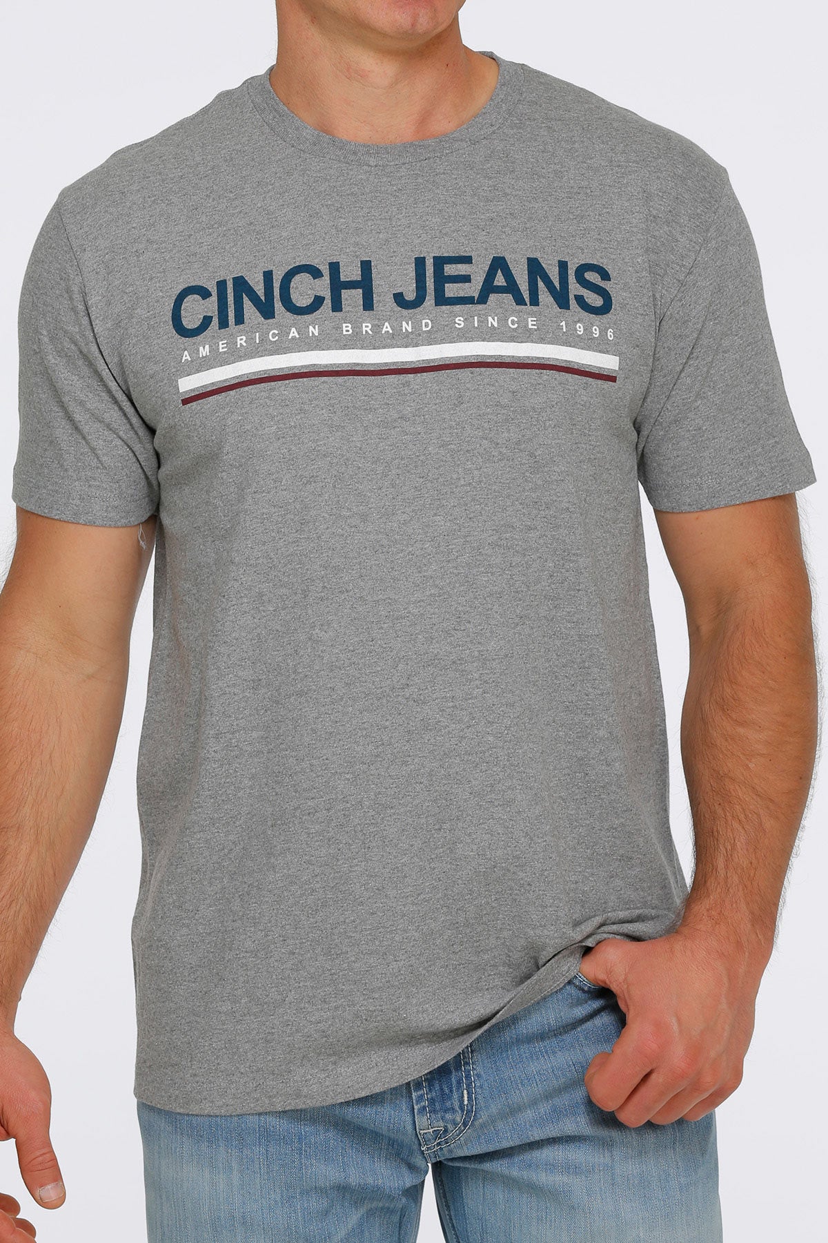MEN'S CINCH DENIM TEE SHIRT- HEATHERED GREY