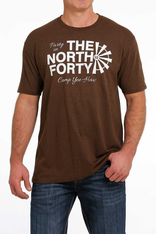 CINCH MEN'S NORTH FORTY TEE - HEATHER BROWN