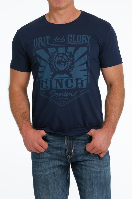 CINCH MEN'S GRIT & GLORY NAVY LOGO TEE