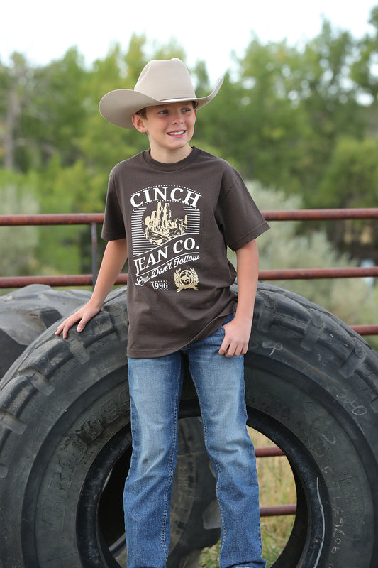 Cinch Youth Boy's Cinch Jean Co. Brown Graphic T-shirt