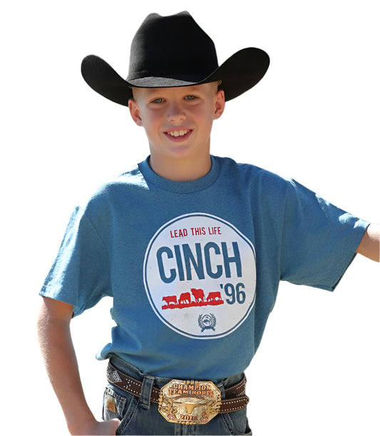 Cinch Boy's Youth Lead This Life Blue Graphic T Shirt
