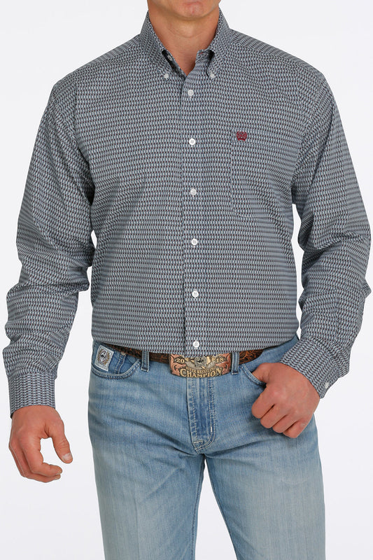 CINCH GEOMETRIC PRINT BUTTON-DOWN WESTERN SHIRT - GREY