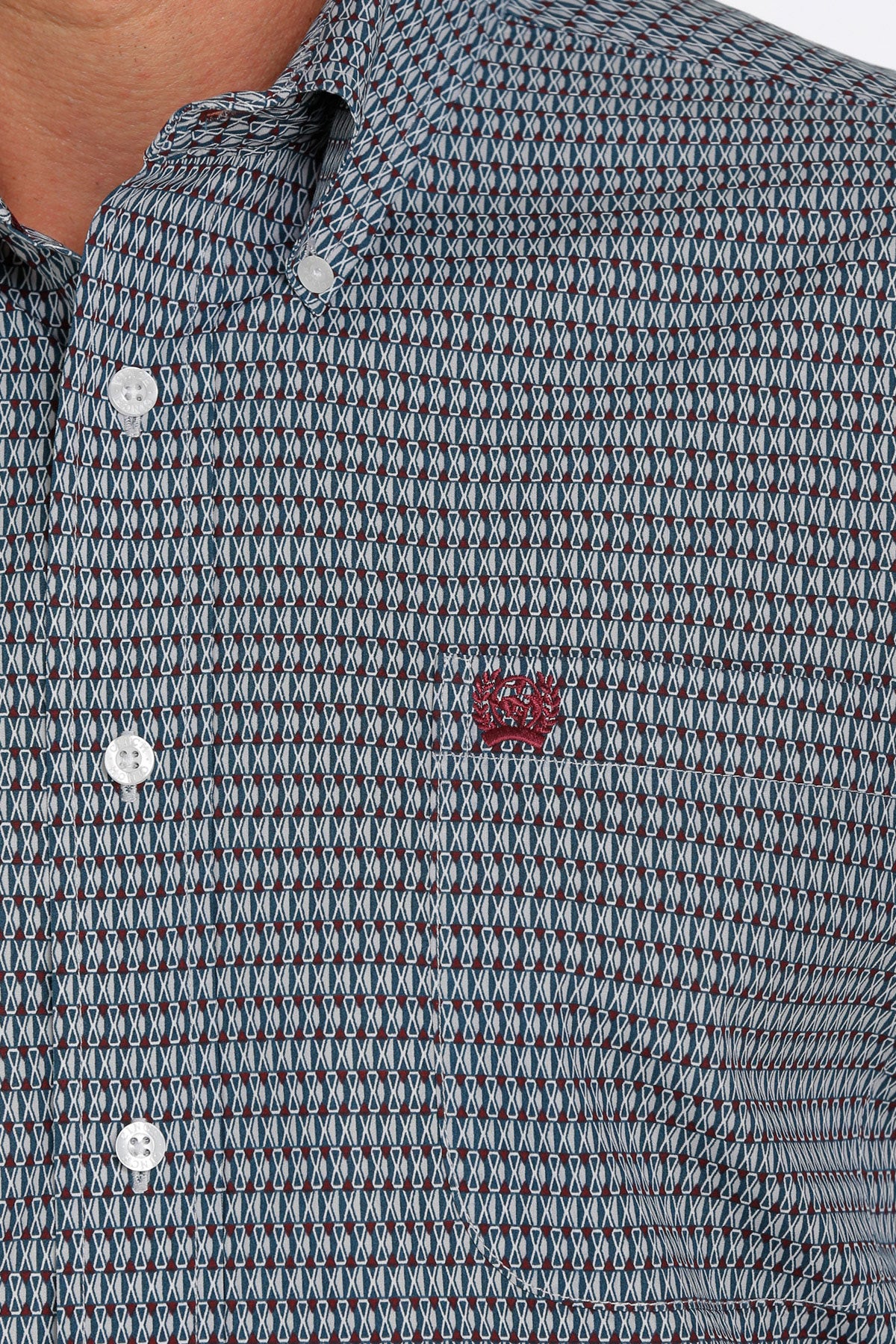 CINCH GEOMETRIC PRINT BUTTON-DOWN WESTERN SHIRT - GREY