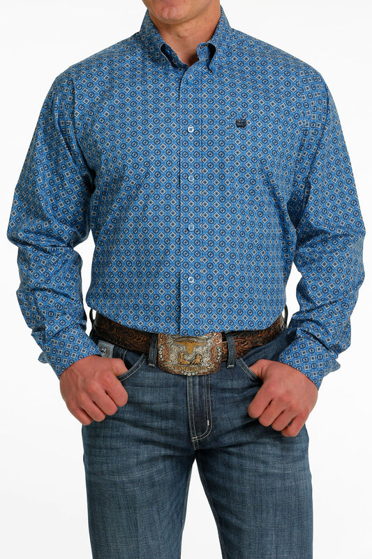CINCH MEN'S LIGHT BLUE DIAMOND PRINT