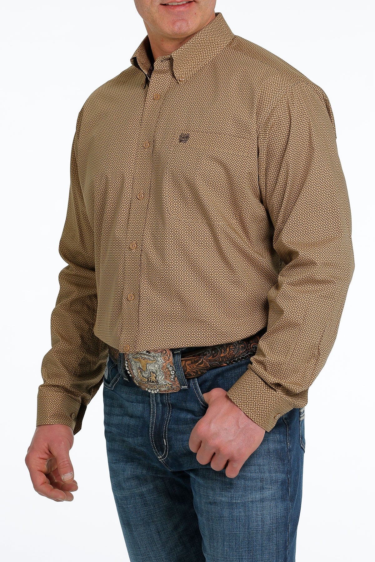 CINCH MEN'S Khaki Print Long Sleeve Western Shirt