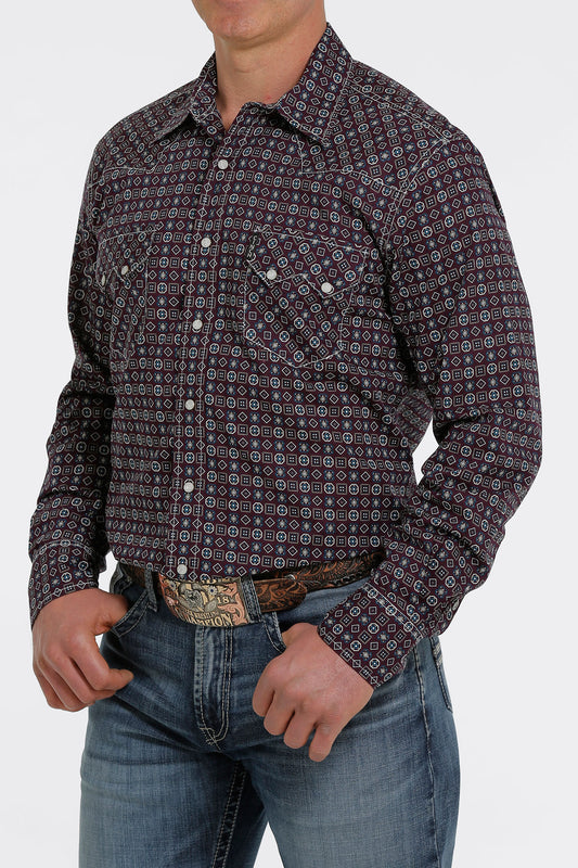 CINCH MEN'S MODERN FIT BUTTON-DOWN WESTERN SHIRT - PURPLE/WHITE