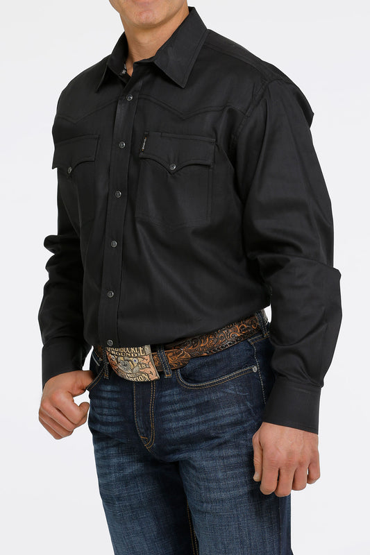 CINCH MEN'S HERRINGBONE WESTERN SNAP SHIRT - BLACK