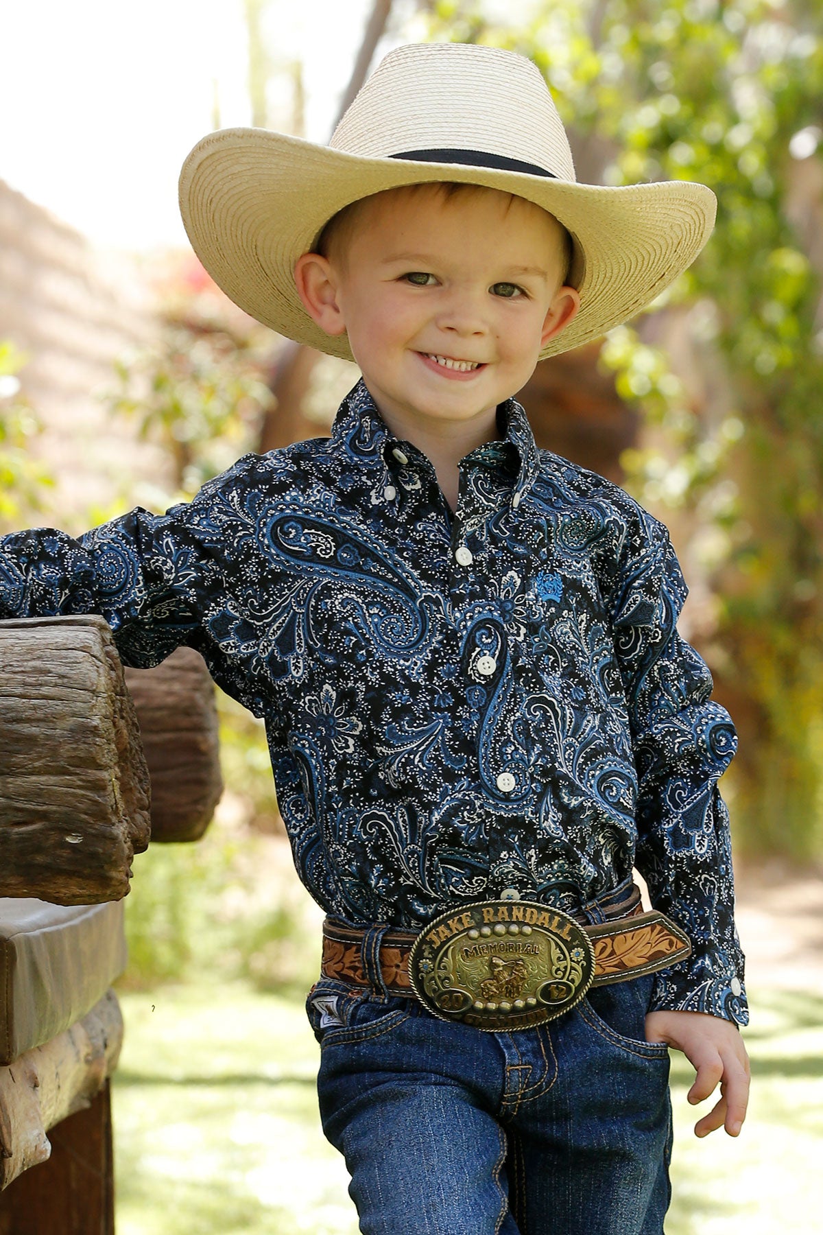 CINCH TODDLER PAISLEY PRINT BUTTON DOWN WESTERN SHIRT- BLACK & BLUE