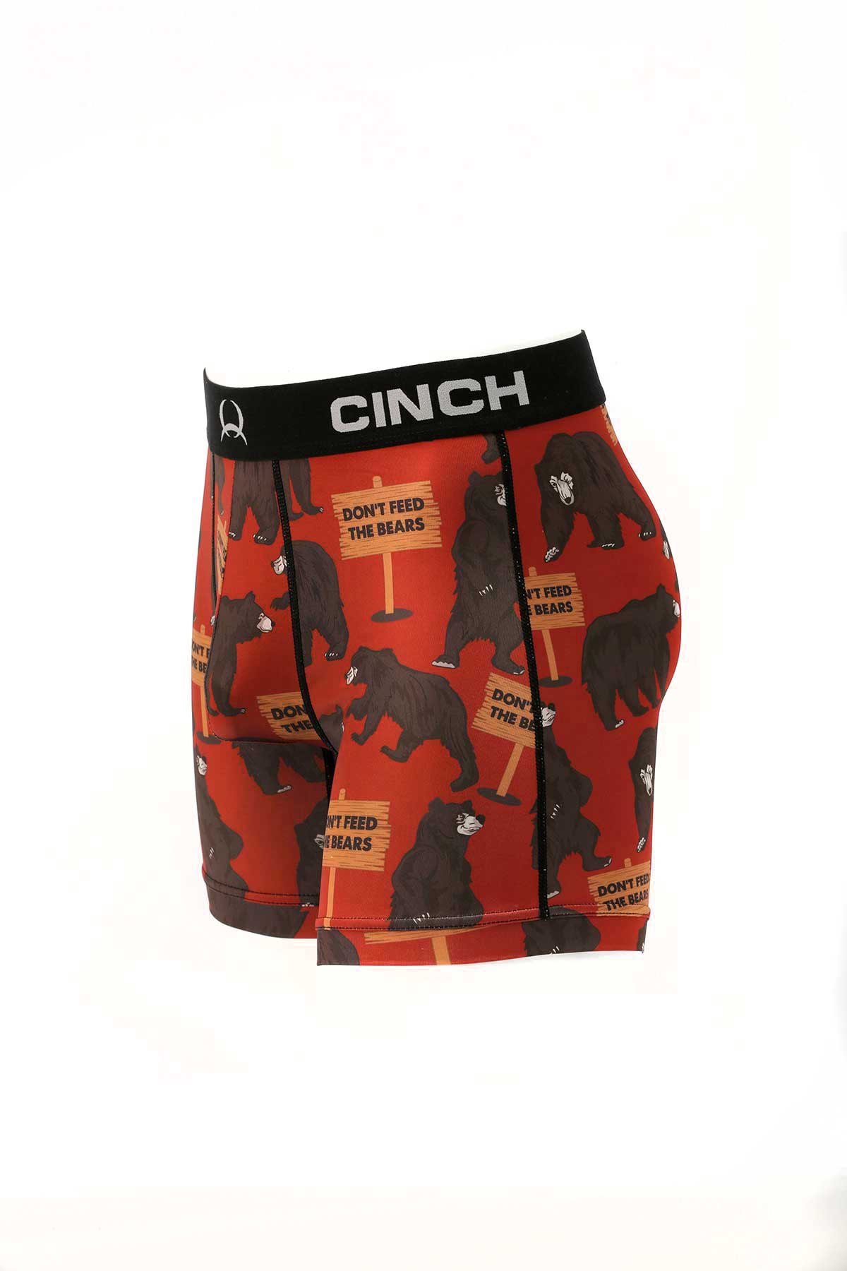 CINCH MEN'S 6" BEARS BOXER BRIEFS - RED