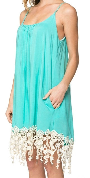 Turquoise Cami Pocket Dress