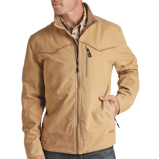POWDER RIVER MEN'S CONCEALED CARRY COTTON CANVAS JACKET -- TAN