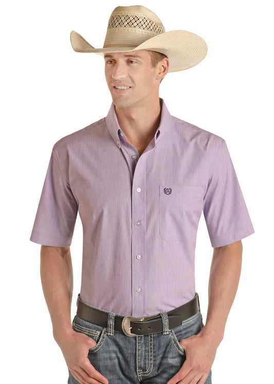 Panhandle Men's Select Solid Short Sleeve Button Down - Violet
