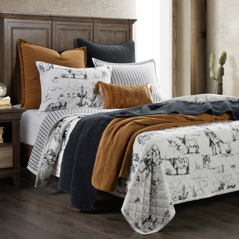 RANCH LIFE PRINTED REVERSIBLE QUILT SET, FULL/QUEEN