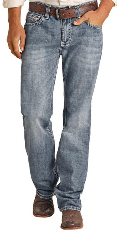Rock & Roll Denim Men's Double Barrel Light Vintage Wash Relaxed Fit Straight Leg Jeans
