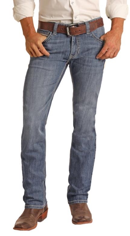 ROCK & ROLL MEN'S REVOLVER SLIM FIT STRETCH STRAIGHT JEANS