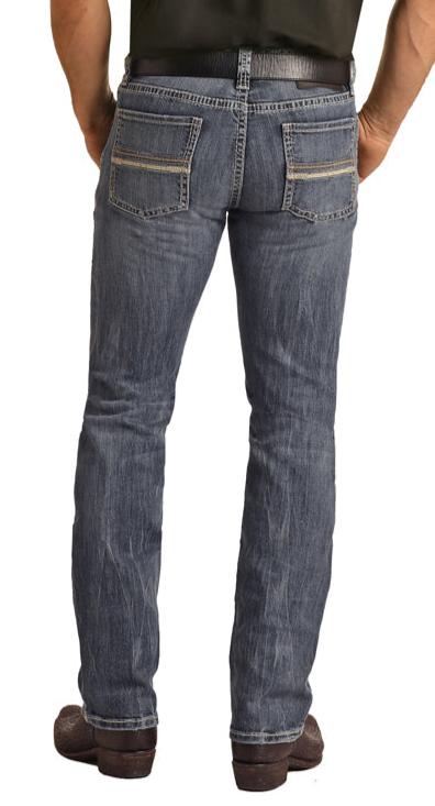 ROCK & ROLL MEN'S REVOLVER SLIM FIT STRETCH STRAIGHT BOOTCUT JEANS