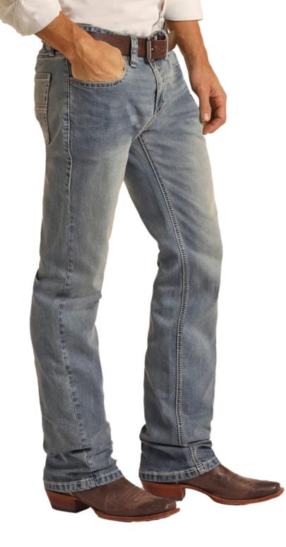 Rock & Roll Denim Men's Pistol Stackable Light Vintage Wash Jean