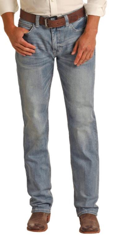 ROCK & ROLL MEN'S RELAXED TAPERED STRETCH STACKABLE BOOTCUT JEANS