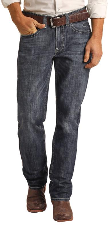 Rock & Roll Men's Double Barrel Stackable Boot Cut Jean DARK WASH