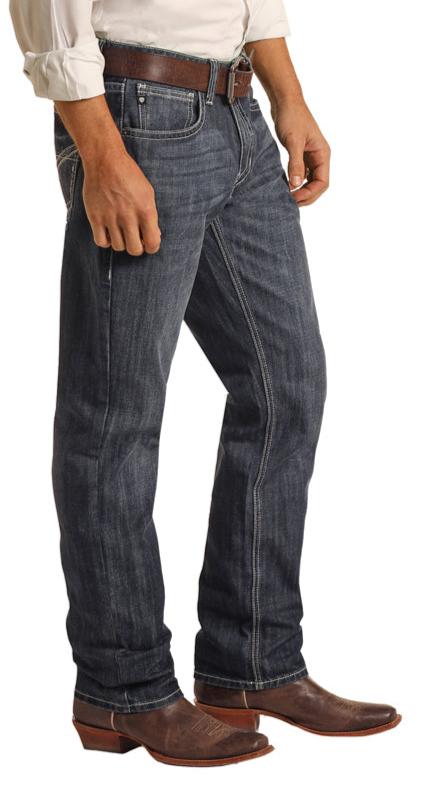 Rock & Roll Men's Double Barrel Stackable Boot Cut Jean DARK WASH