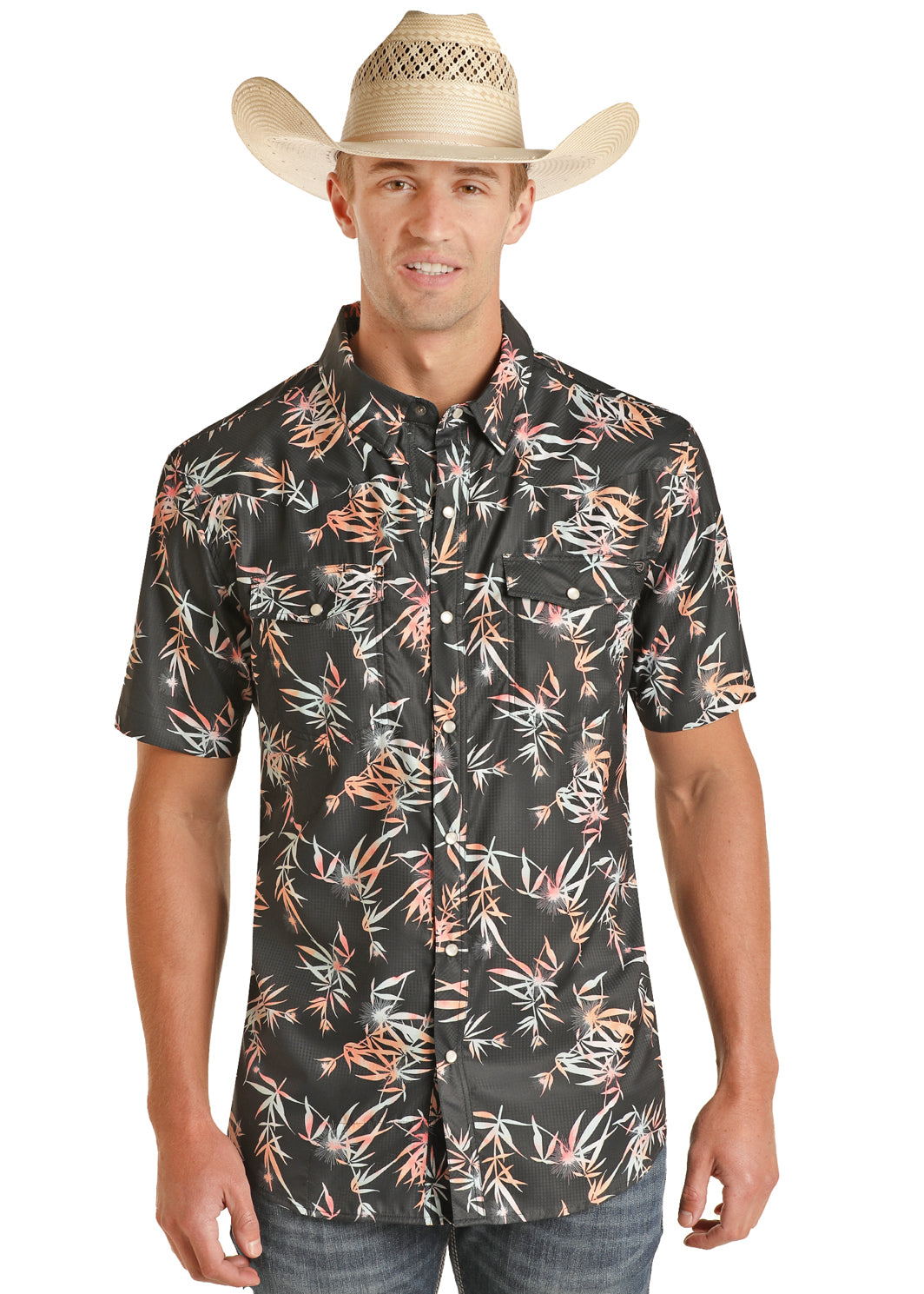 ROCK & ROLL COWBOY MEN'S TROPICAL RIPSTOP SHORT SLEEVE SHIRT