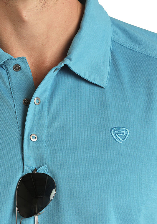 Rock & Roll Denim Men's Blue Short Sleeve Performance Polo Shirt