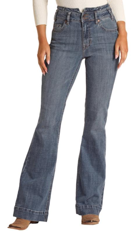 ROCK & ROLL LADIES HIGH EXTRA STRETCH NOTCHED WAISTBAND TROUSER JEANS