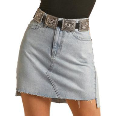 ROCK & ROLL LIGHT WASH DENIM SKIRT