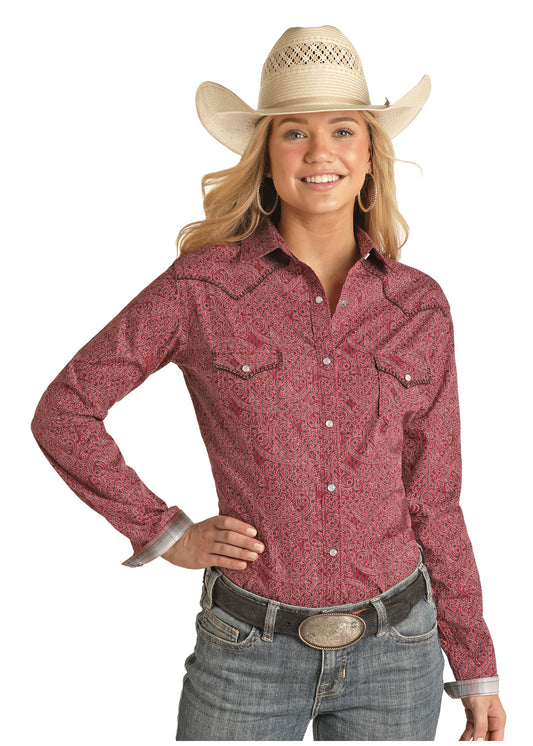 PANHANDLE ROUGH STOCK LADIES PAISLEY LONG SLEEVE SHIRT