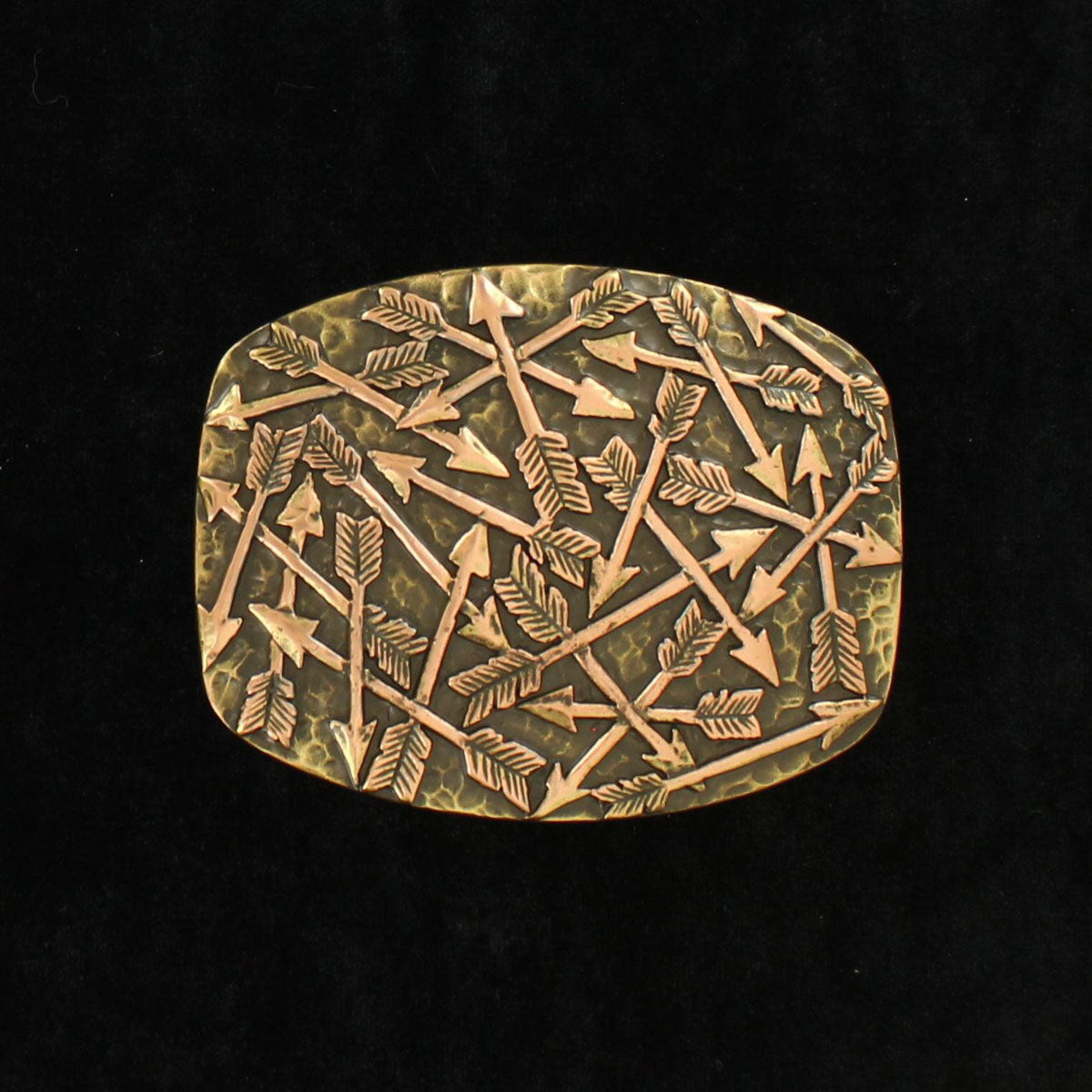 RECTANGLE HAMMERED EDGE BRASS BACKGROUND COPPER SCATTERED ARROWS