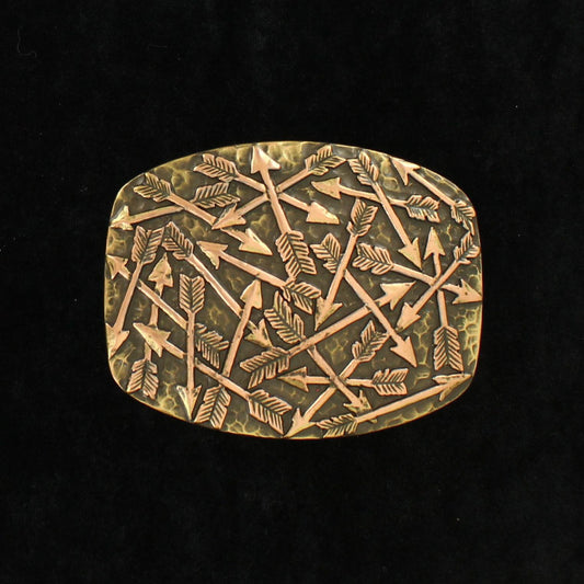 RECTANGLE HAMMERED EDGE BRASS BACKGROUND COPPER SCATTERED ARROWS