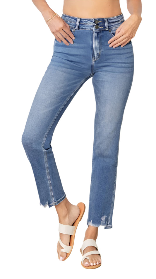 KANCAN CADENCE ULTRA HIGH RISE SLIM STRAIGHT JEANS MEDIUM WASH
