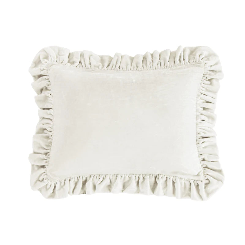 STELLA FAUX SILK VELVET OBLONG PILLOW in STONE