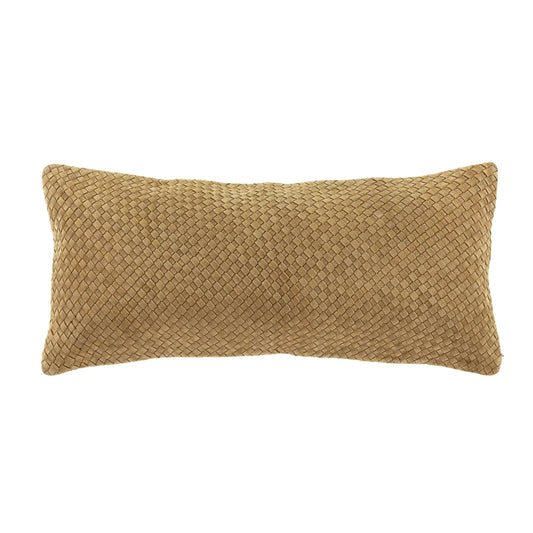 WOVEN SUEDE LUMBAR PILLOW in BUTTERSCOTCH