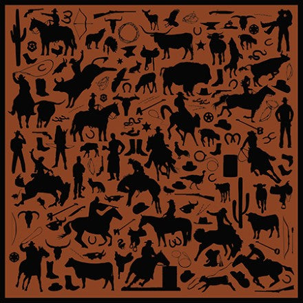 Cowboy Silhouette Jacquard Silk Scarf in Rust