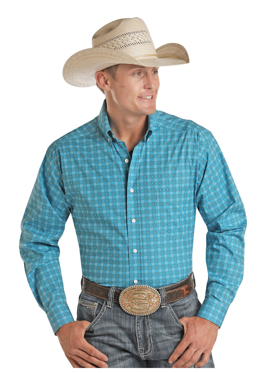 Men’s long sleeve Blue button up shirt