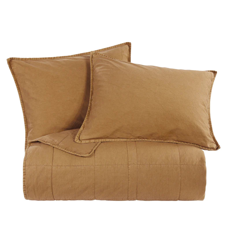 STONEWASHED COTTON CANVAS COVERLET in TERRACOTTA, FULL/QUEEN