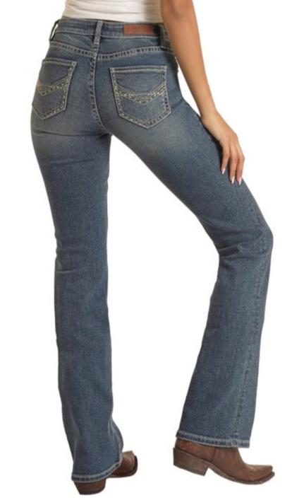Rock & Roll Ladies Mid-Rise Bootcut Medium Vintage Wash