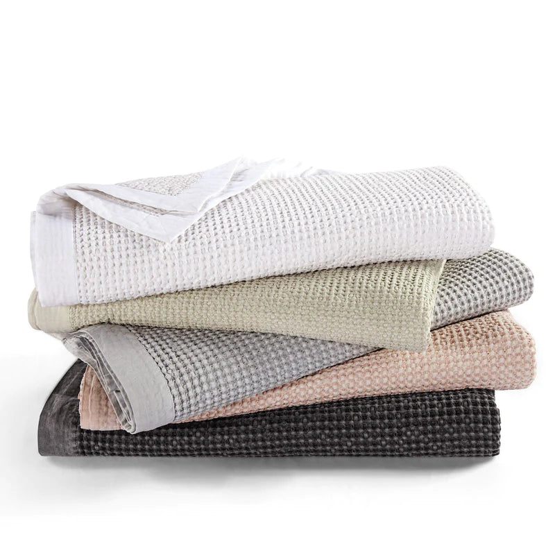 WAFFLE WEAVE COTTON COVERLET in BLUSH, FULL/QUEEN