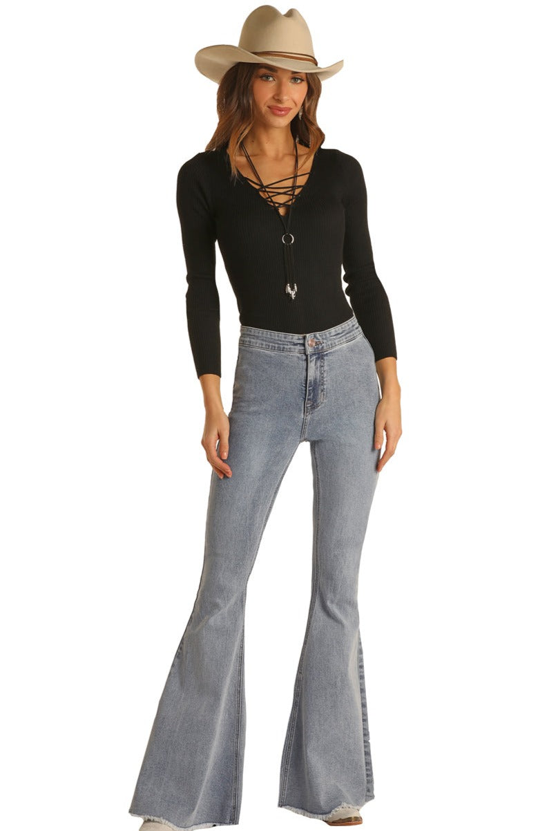 Rock & Roll BUTTON BELLS HIGH RISE STRETCH FLARE JEANS