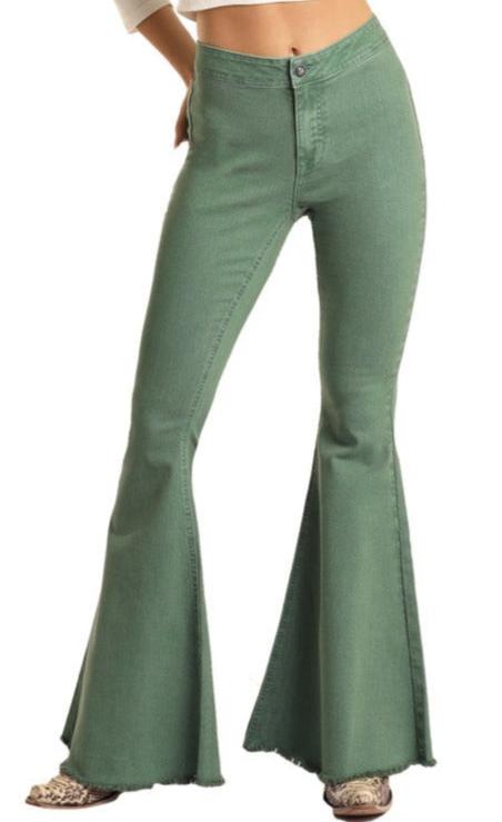 Rock & Roll Cowgirl Junior's Bargain Bells High Rise Extra Stretch Bell Bottom Jeans