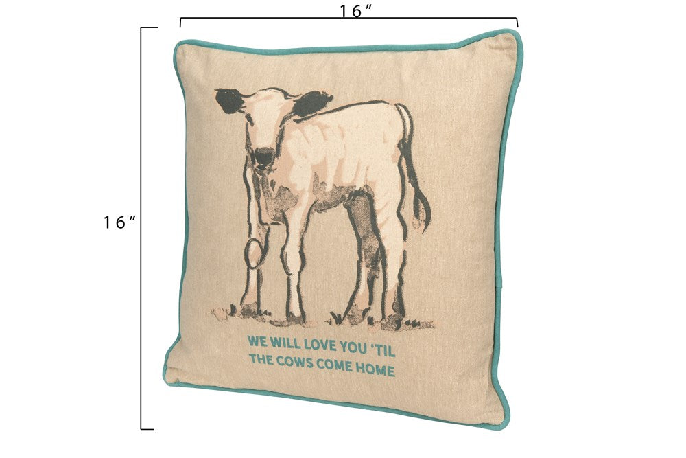 16" Cotton Pillow With Baby Farm Animals