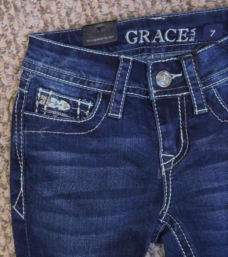 Grace in LA little Girl's Faux Flap Bootcut Jean