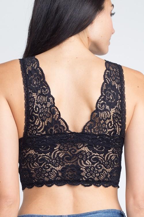 Padded Lace Bralette in Navy