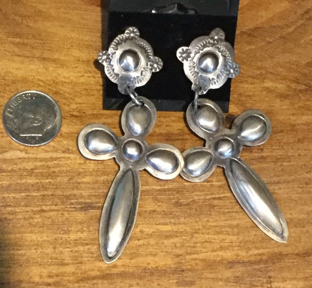 Sterling Large Cross Dangle Earrings