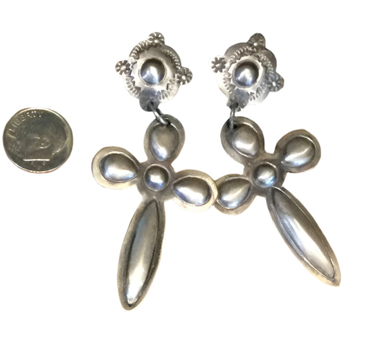 Sterling Large Cross Dangle Earrings