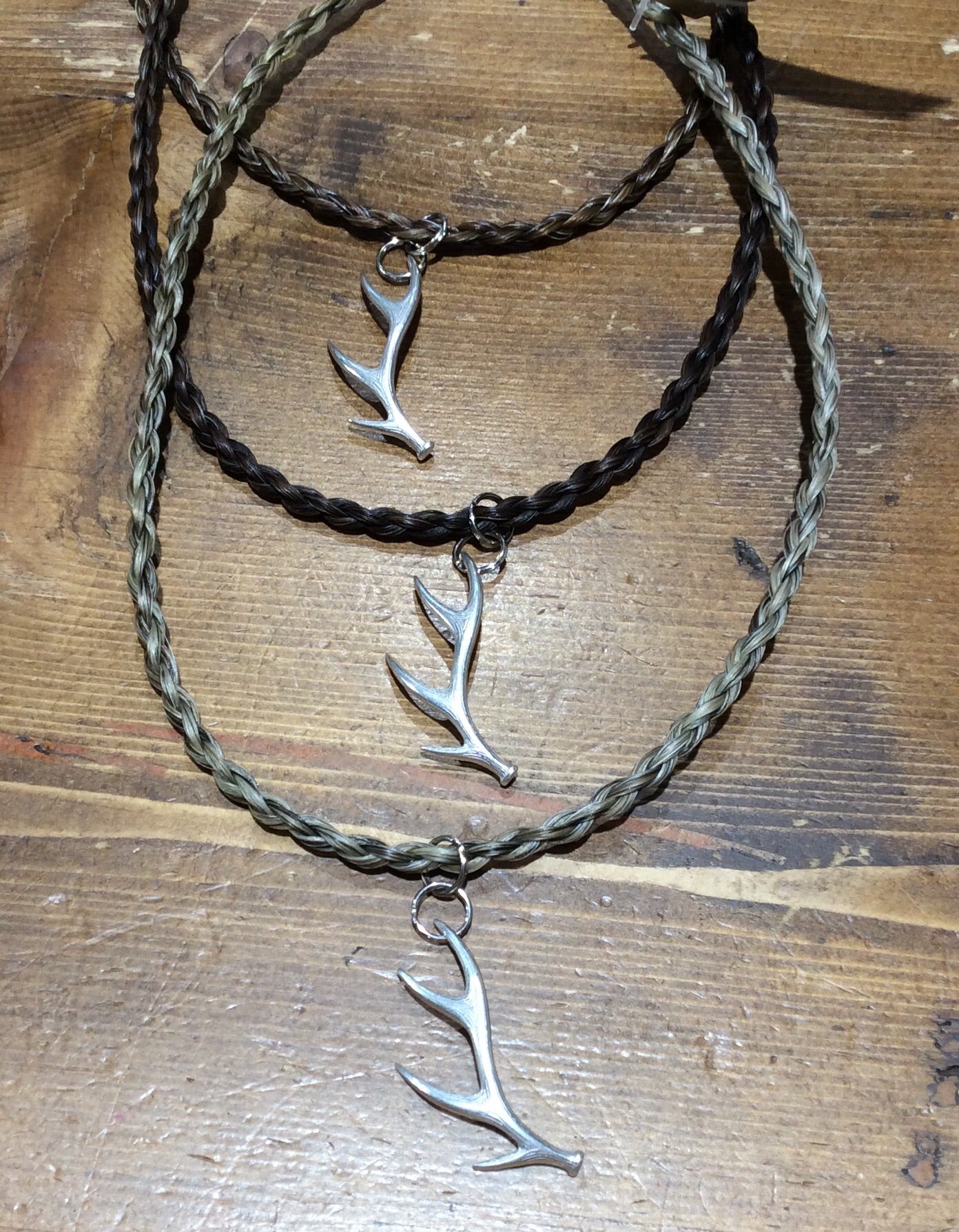 Horse Hair Necklace with Antler Charm