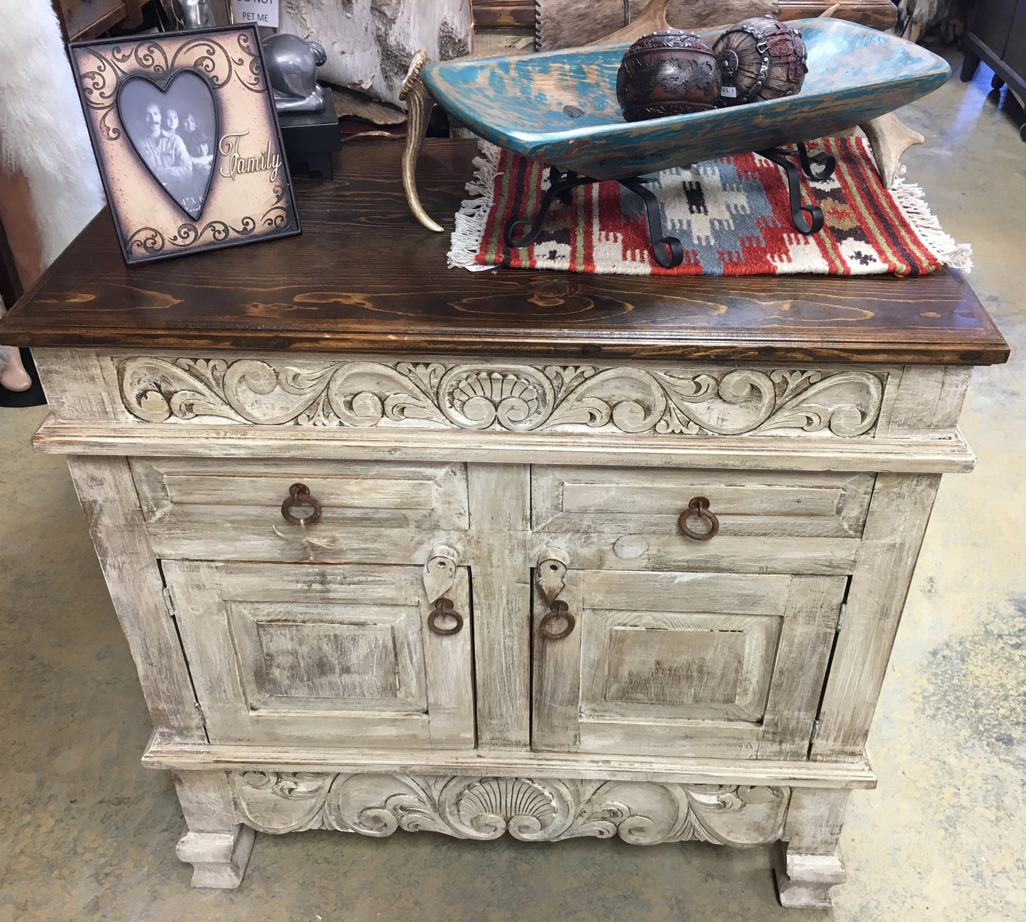 Small Antique White 3ft Buffet